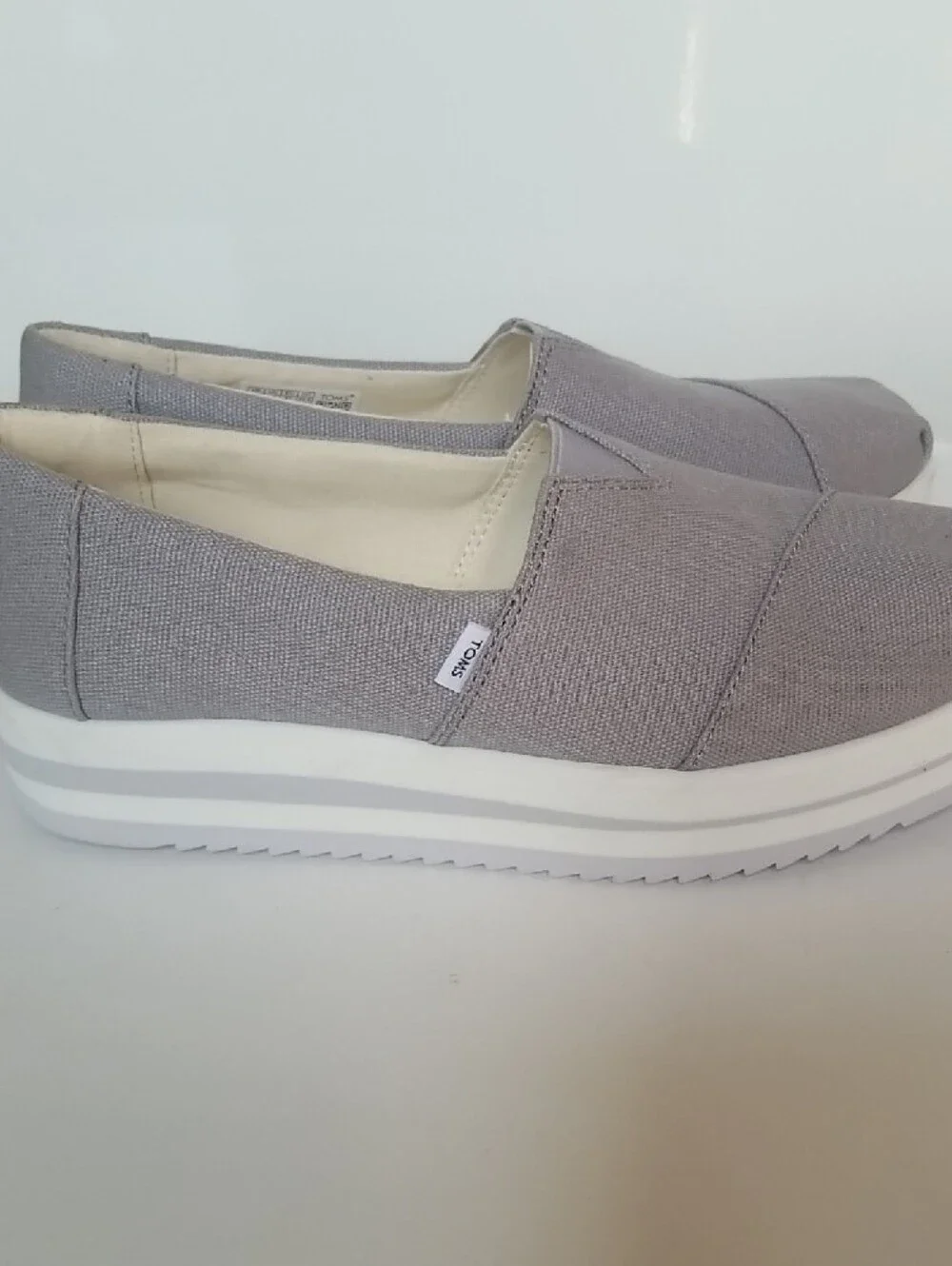 Toms Women's Slip-On Canvas Flats in Taupe Gray